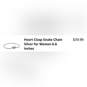 6.6 mm pandora charm heart bracelet Brand new silver in color.